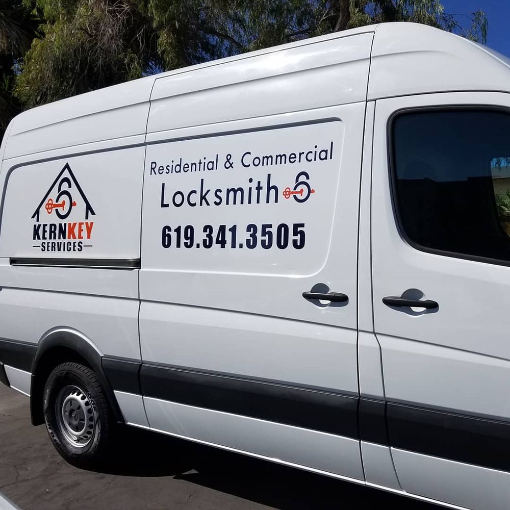 White van with Locksmith logo on it